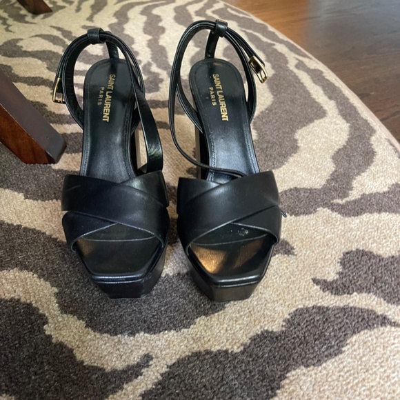 YSL LEATHER PLATFROM SANDALS SIZE 37 - Picture 6 of 10